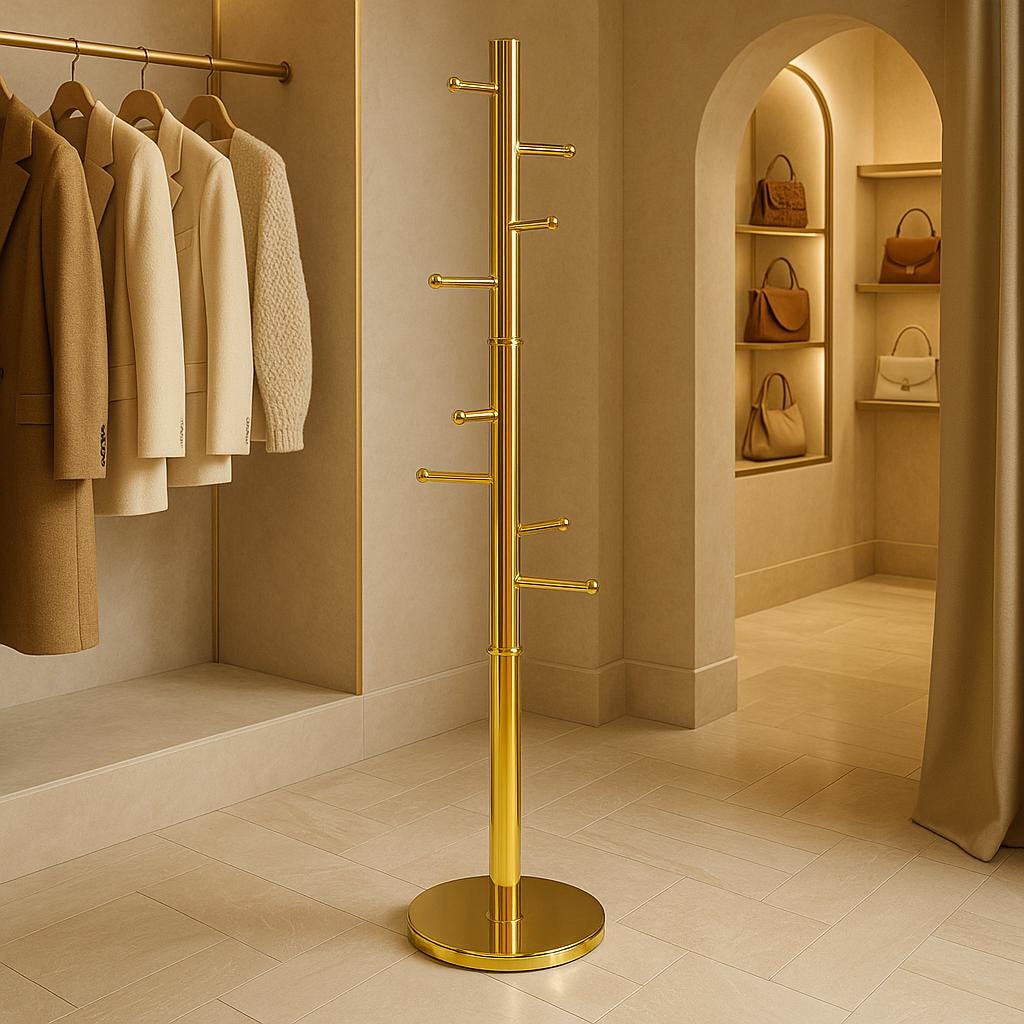Handmade Solid Brass Coat Rack – 8 Hook Stand | Luxury Modern