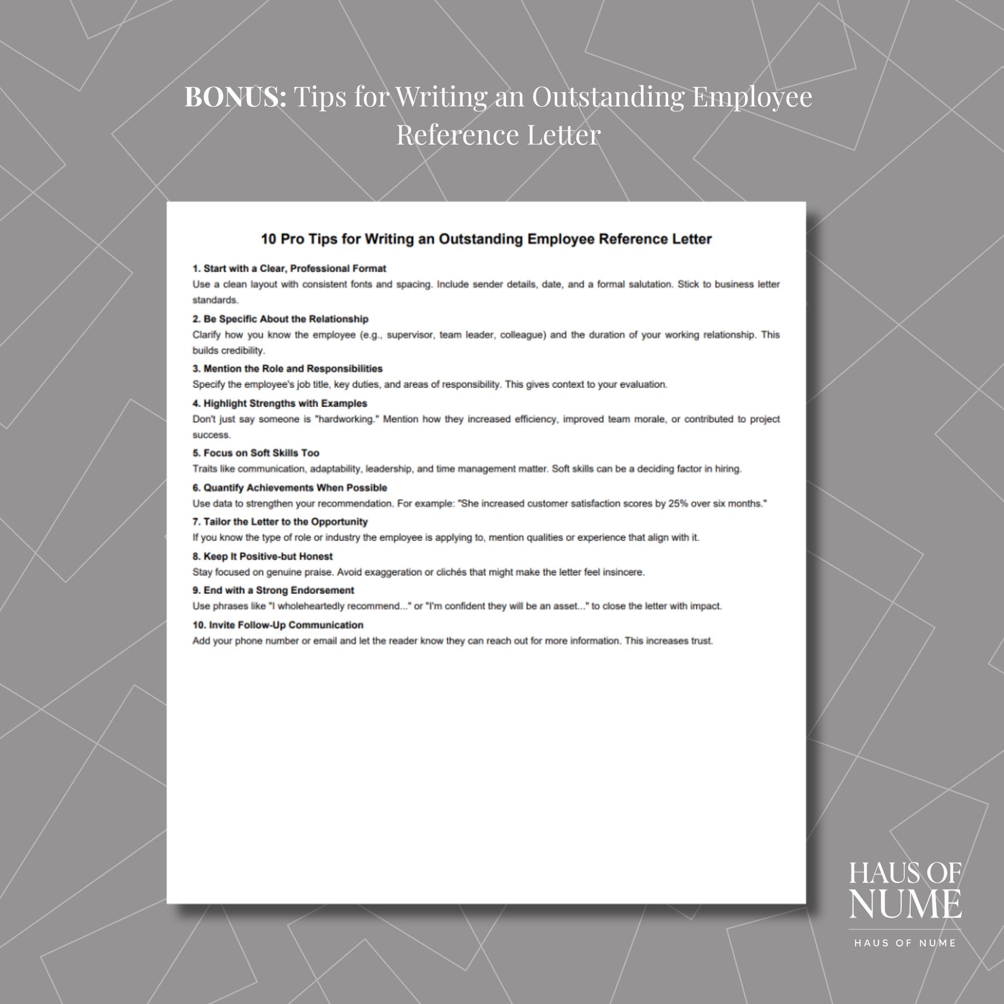 Employee Reference Letter Template: Professional Job Recommendation ...