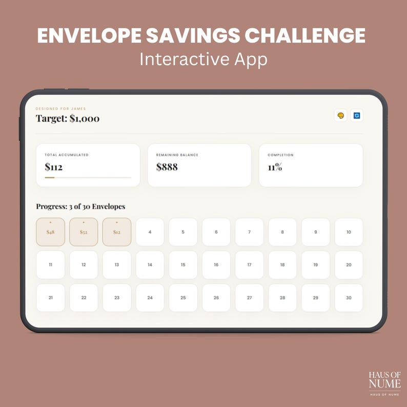 Envelope Savings Challenge Customizable