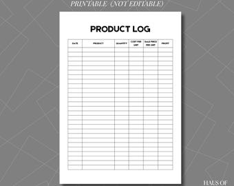 Product Inventory Tracker Printable, Small Business Stock Log A4 Letter PDF