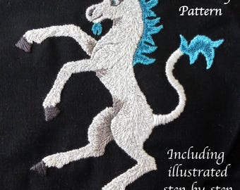 Wzór do haftu w formacie PDF: Jednorożec i Koń w niewoli