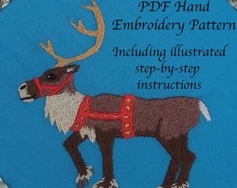 Wzór haftu ręcznego renifera na Boże Narodzenie w formacie PDF i przewodnik krok po kroku