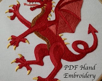 Wzór haftu ręcznego Dragon Rampant w formacie PDF