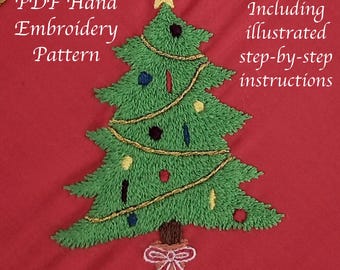 Wzór haftu ręcznego choinki w formacie PDF i przewodnik krok po kroku