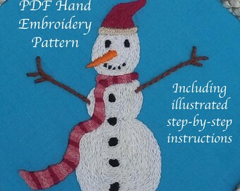 Wzór haftu ręcznego bałwana w formacie PDF i przewodnik krok po kroku