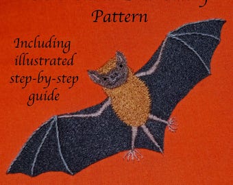 Wzór na haft ręczny „Halloween Bat” w formacie PDF i przewodnik krok po kroku