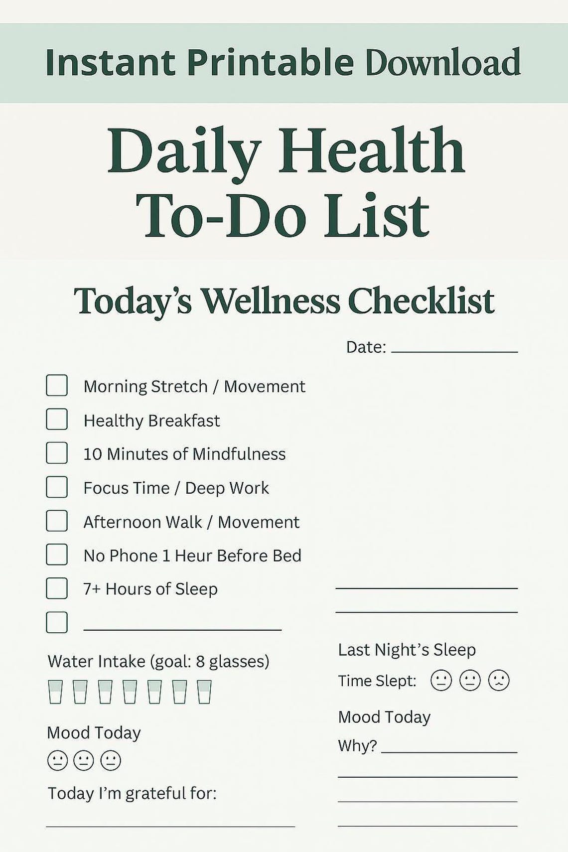 Wellness Checklist.pdf Daily Health To-do List Printable | Wellness Checklist PDF | Healthy ...