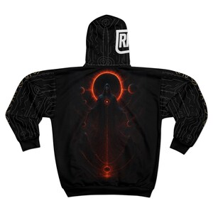 Black RRK Street Wear DarkOverlordBlood Zip Hoodie, Comfortable Casual Wear, Sci-Fi Fashion, Perfect for men, Great Gift for Birthdays