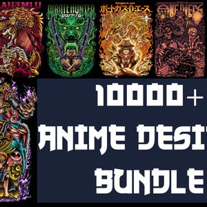 10,000+ Anime Design Bundle PNG + AI Transparenter Hintergrund dtg pod BereitNaruto One Piece Demon Slayer MHA Tokyo Ghoul Instant Download png