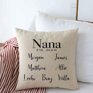Personalized Name Throw Pillow Cover | Nana Pillow Cover | Kids Name Pillow Cover | Grandma Grandmother pillow | Insert Available
