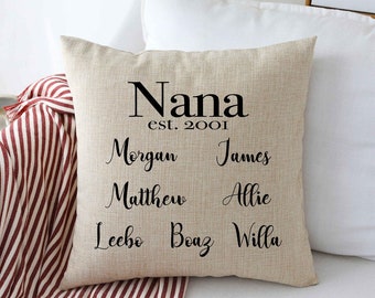 Personalized Name Throw Pillow Cover | Nana Pillow Cover | Kids Name Pillow Cover | Grandma Grandmother pillow | Insert Available