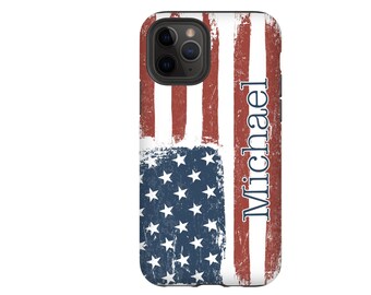 iPhone 15 Case | American Flag iPhone 15 14 13 12 11 X XR XS SE Pro Plus Pro Max Mini Case | Personalized iPhone Case | Initial iPhone Case