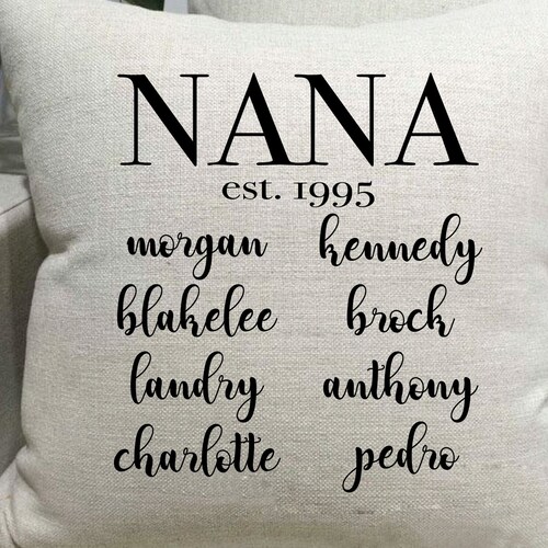 Personalized Name Throw Pillow Cover Nana Pillow Cover Etsy