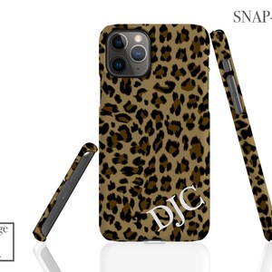 iPhone 16 Case Cover, Leopard Initial iPhone 16 15 14 13 12 11 X XR XS SE Pro Plus Pro Max Case Cover, Leopard Monogram iPhone Case