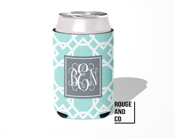 Personalized can cooler, beer hugger, monogram slim can insulator: LATTICE tailgate, birthday, graduation, bachelorette, girls trip, wedding