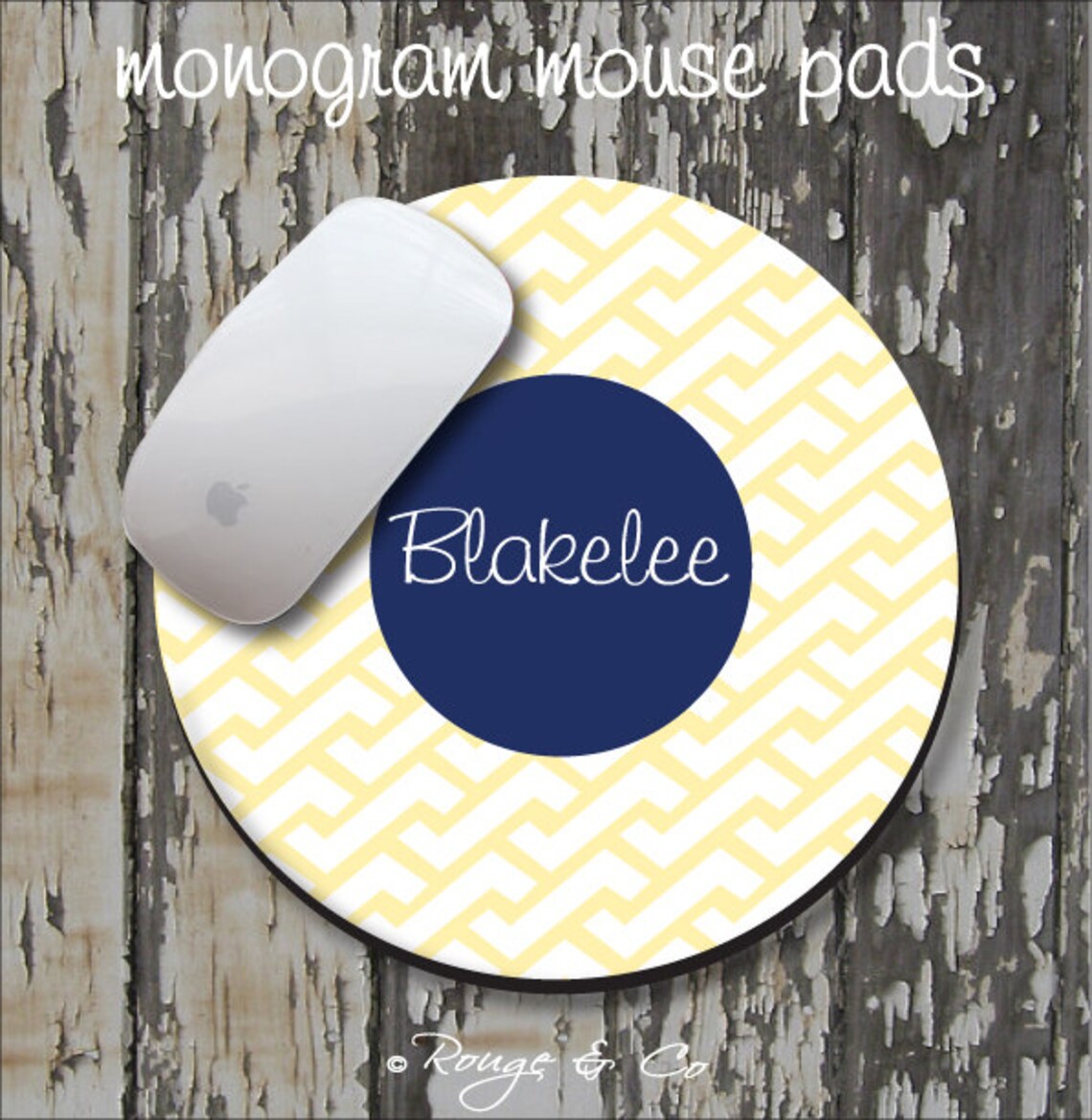 Personalized Mouse Pad Custom Name Mouse Pad Zig Zag Mouse Etsy