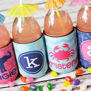 Personalized can cooler, beer hugger, monogram slim can insulator: ROUGE JR tailgate, birthday, graduation, bachelorette, girl trip, wedding