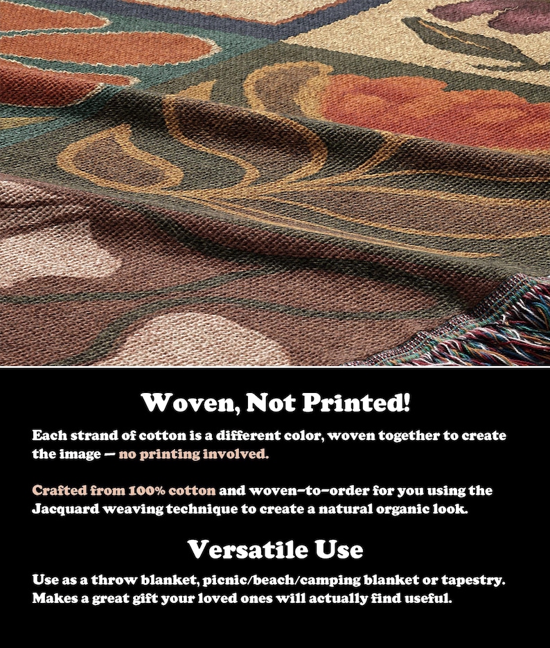 Retro Floral Woven Blanket | Rustic Preppy Mid Century Modern Tapestry ...