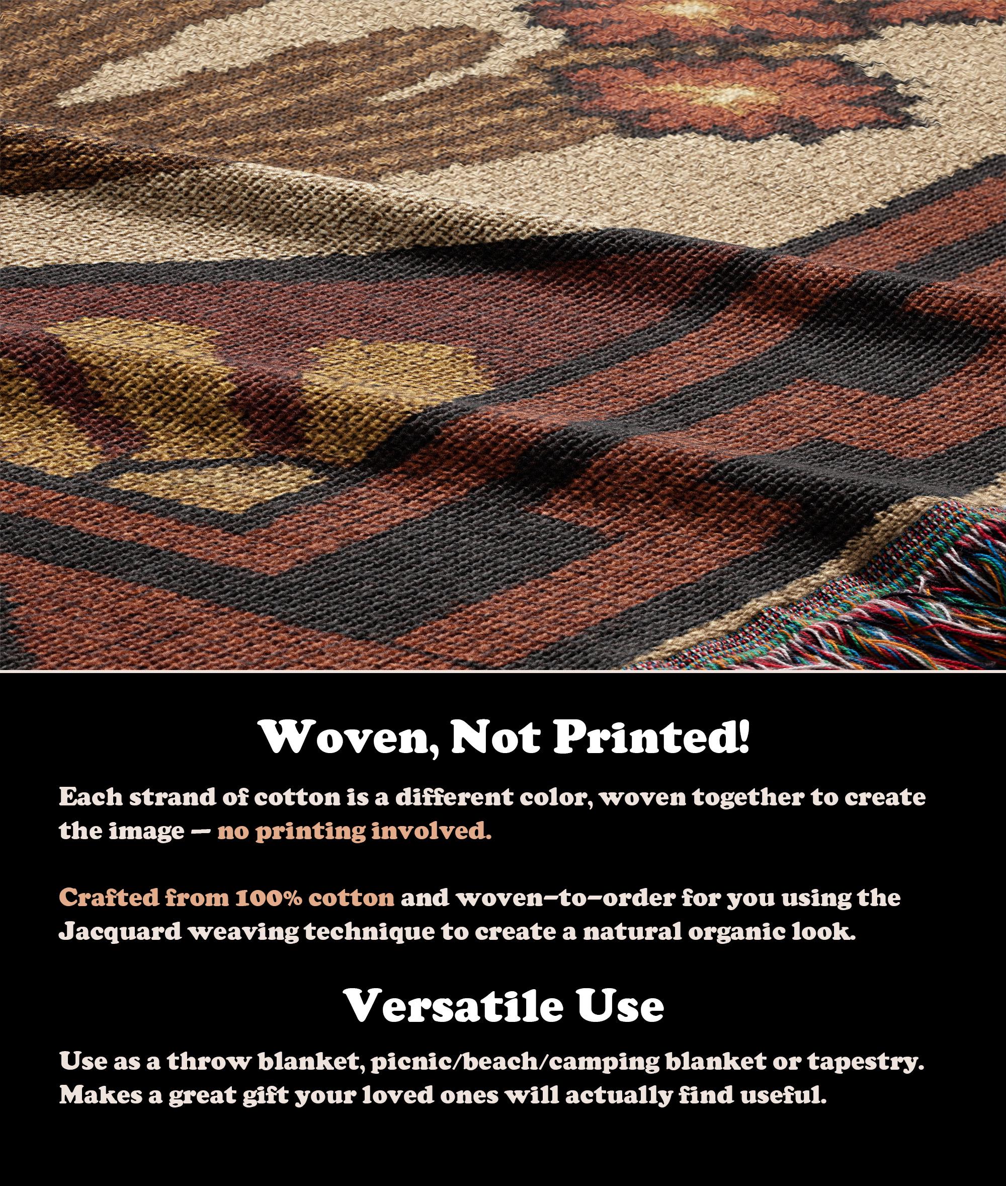 Blooming Cactus Tapestry | Native Southwestern Tapestry Throw Blanket | Rustic Boho Vintage Western Woven Blanket
