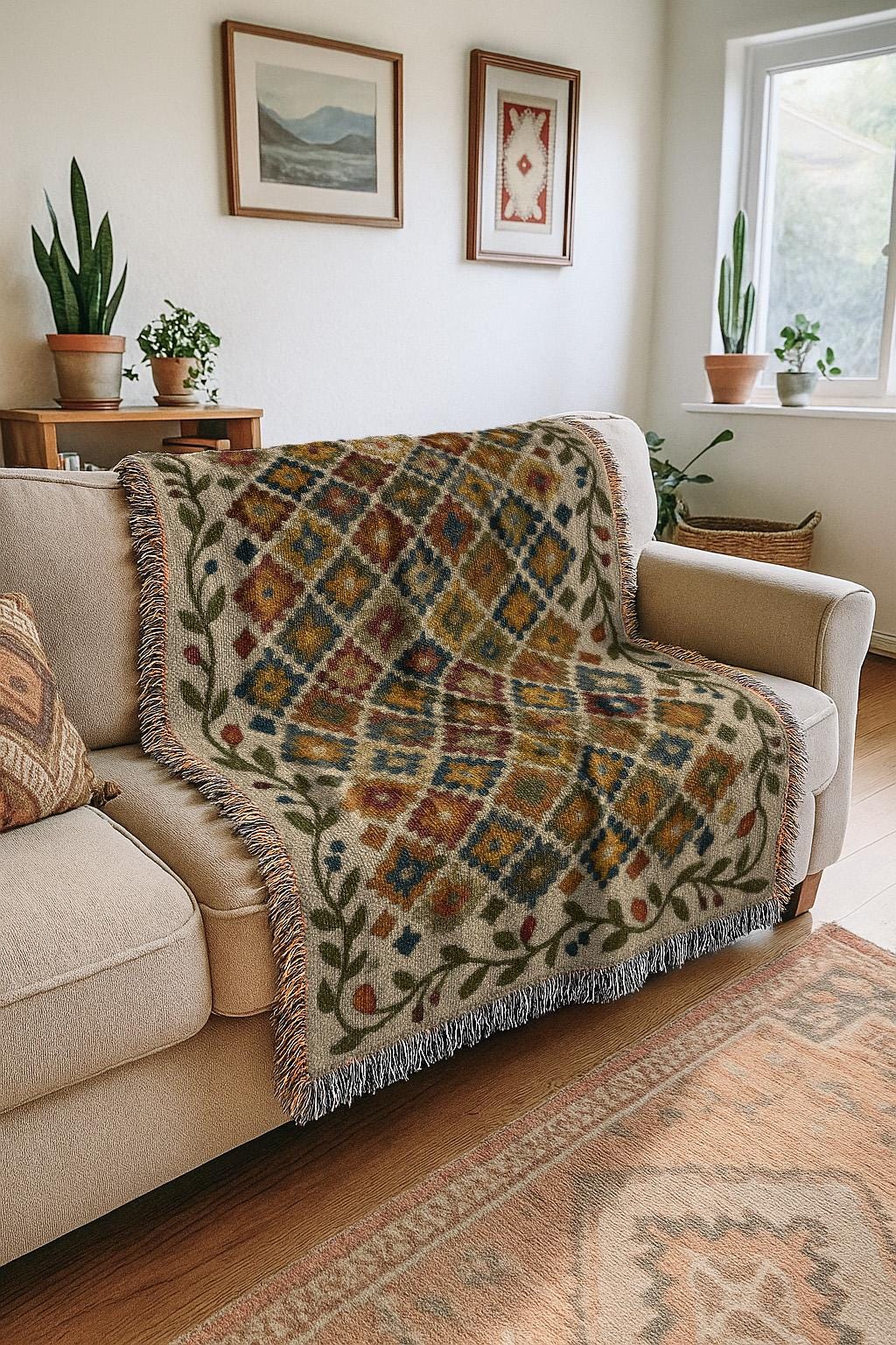 Rustic Wool Blankets Cozy Country Blanket | Rustic Native Folk Woven Tapestry | Farmhouse ...