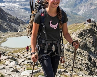 Ibex Tee for women, Mountain Lover T-Shirt, Alps Adventure Wear, Gift for Hiker Girl, Minimalist Climbing Graphic Tee -Organic Lightweight