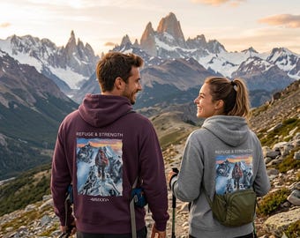 Adventure Sports Hoodie, Mountaineering Hoodie - Fluffy Boxcut Hoodie, High-Altitude Tours, Summit Hoodie, Hand-painted design, Mountaineering Gift