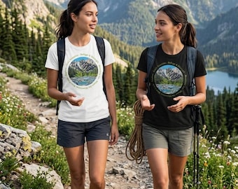 Hiking Shirt Women, Outdoor Shirt, Hiking Shirt Women, Mountain Landscape, Nature Inspired Streetwear Tee, - Fitted Ladies Organic Shirt