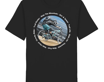 Adventure Sport Shirt, Bikepark Shirt, Enduro Shirt, Trail Riding Shirt, MTB Shirt, Downhill Shirt, MTB Gift, Hand-painted Biker Art - Organic Shirt