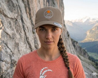 Embroidered Mountain Logo Cap, Outdoor Hiking Baseball Hat, Adventure Nature Cap - Premium Baseball Cap