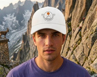 Embroidered Cap, Mountain Logo Cap, Outdoor Hiking Baseball Hat, Adventure Nature Cap - Organic Baseball Cap