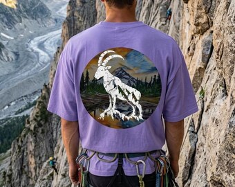 Ibex Oversized T-Shirt, Mountain Print tee, Nature inspired, Streetwear with Front & Back Print - Organic Oversize Shirt