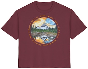 Mountain and nature shirt, mountain t-shirt, hiking, breathe, explore, front and back print, gift for outdoor fans - Ladies Organic Shirt