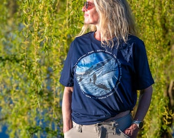 Adventure Sport Shirt, Hiking Shirt Dark Blue, Glacier Art, Alpine Art, Mountain Love, Climbing Art T-Shirt, Mountaineer - Organic Shirt
