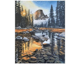 Mountains & Nature, Yosemite National Park Wall Art, hand-painted landscape design as an art print, nature wall art - poster DIN A1 (portrait)