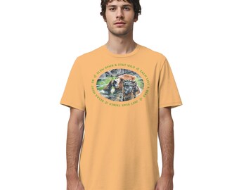 Grizzly Bear T-Shirt, Funny Bear Shirt - Outdoor Nature Tee, Animal Lover, Gift Relax Fashion Shirt - Organic Shirt, Front and Back Print