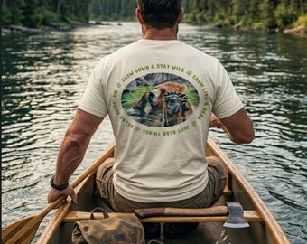 Grizzly Bear T-Shirt, Wilderness T-Shirt, Outdoor nature Tee, Campfire Streetwear, Bushcraft, Survival - Organic Oversize Shirt