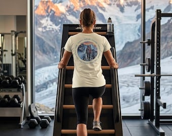 Hand-painted mountaineering art, fitness motivation & climbing, women's organic lightweight T-shirt, JYM Fashion women's, refuge and strength