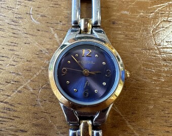 Fossil F2 Blue Face Authentic Ladies Watch Fossil F2 ES-8860 Quartz Watch Blue Dial Silver Bracelet  main image 4