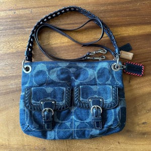 Coach Denim Signature Buckle Pocket Shoulder Bag 18990 with Original Hangtags