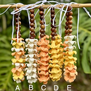 Clay Puakenikeni Car Lei/Necklace w/Wooden Beads