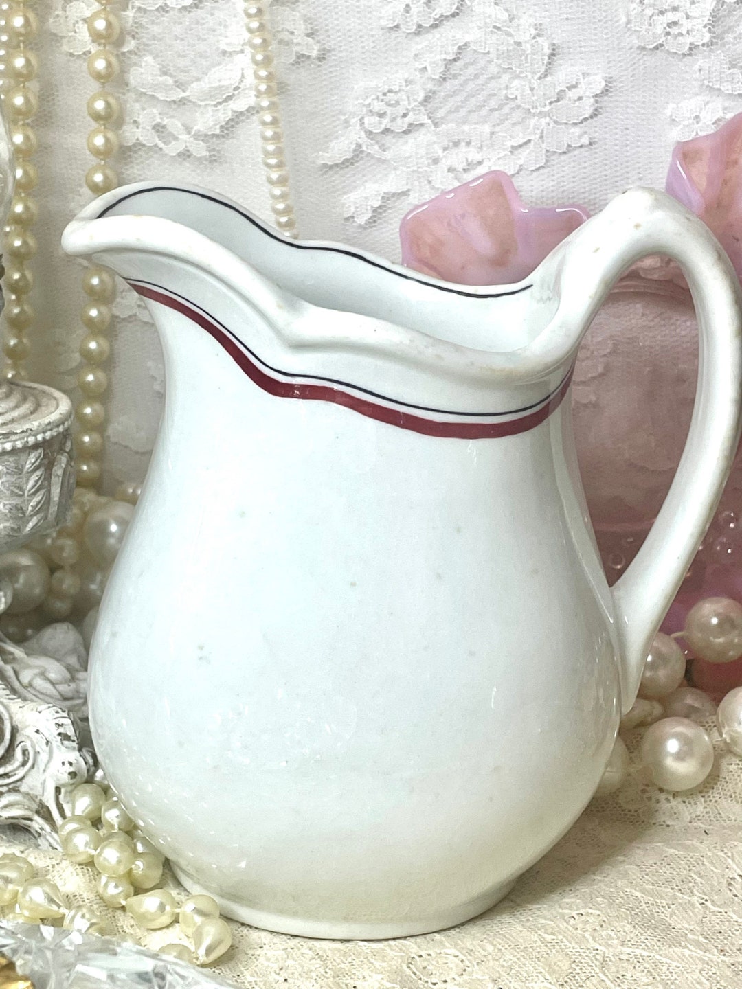 Antique White Ironstone Pitcher restaurant Ware - Etsy