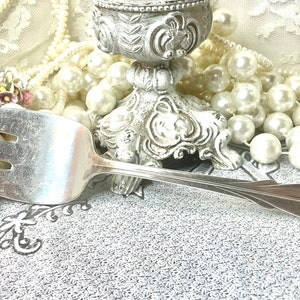 Large Antique Silver Meat Serving Fork Family Dinner Turkey Ham Roast