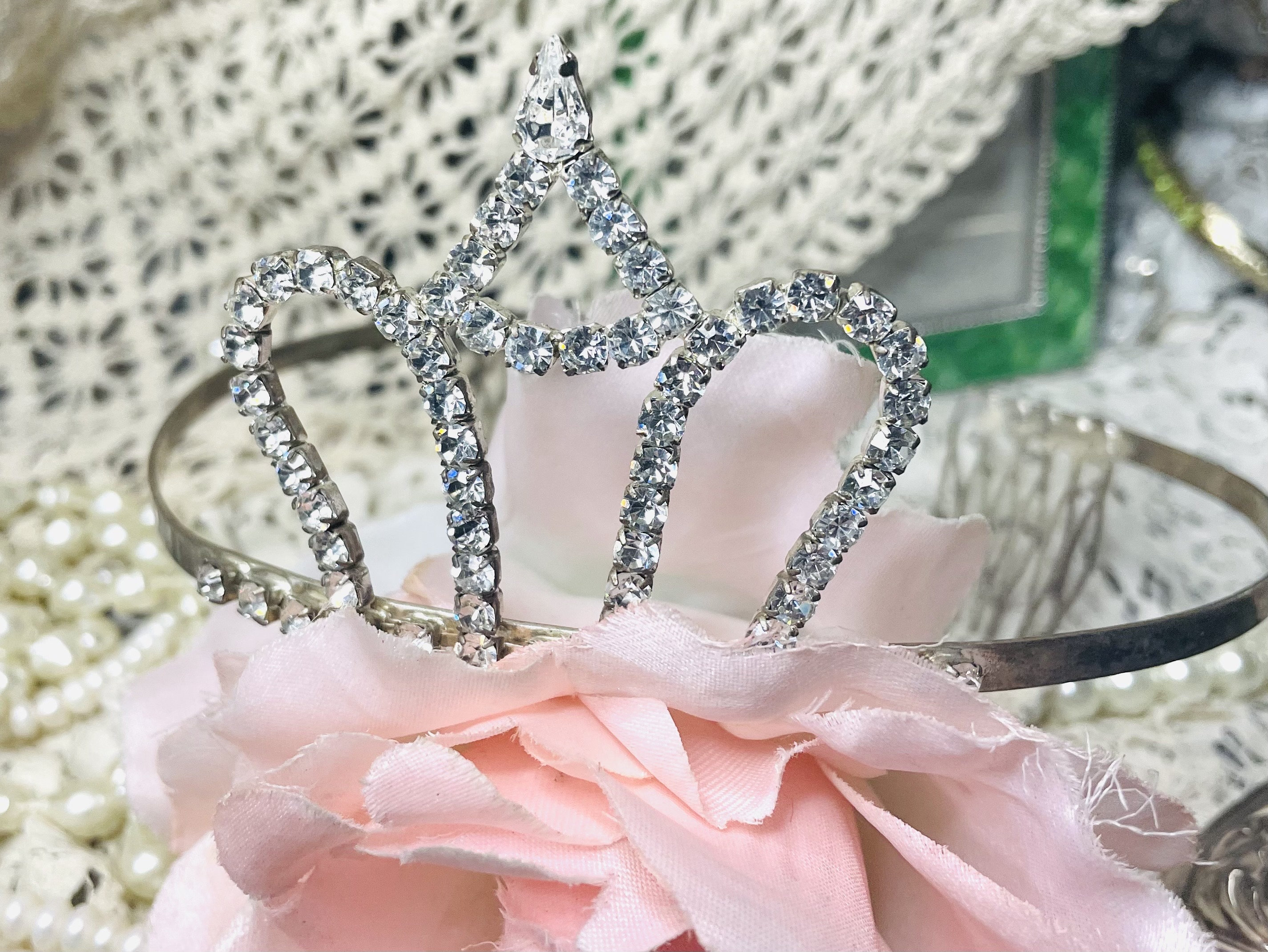 Crown Tiara Gorgeous Vintage Rhinestone Quinceanera Prom 