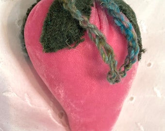 Large Velvet Strawberry ~Handmade Pin Cushion~