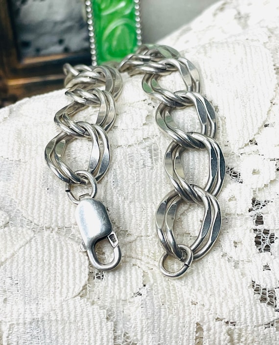 Sterling Silver Big Double Open  Link Chain Bracel