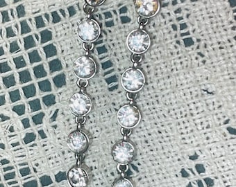 Ooh La La Long Pierced Rhinestone, Dangle  Vintage Earrings 4”!