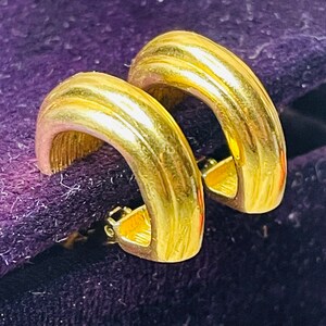 Vintage Golden Half Hoops Trifari  Earrings