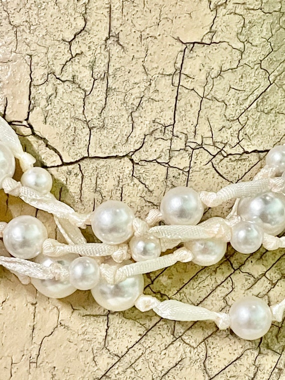 18” Pearl Necklace 5 Strands Satin Cord Feminine … - image 4