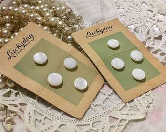 It’s your Luckyday!  Pearl Buttons 2 sets on Original Cards Vintage Great! Junk Journal, Slow Stitch