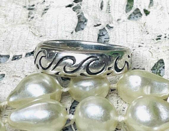 Sterling Silver Ocean Waves Ring   Beach Lover Ri… - image 1